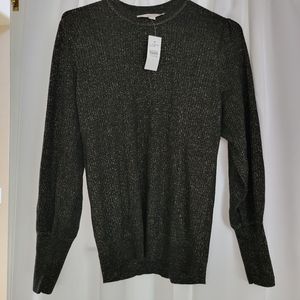 Loft Puff Sleeve Black Shimmer Sweater